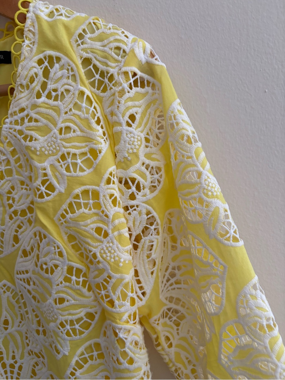 Boston Proper Yellow Tunic with White Lace Appliqué